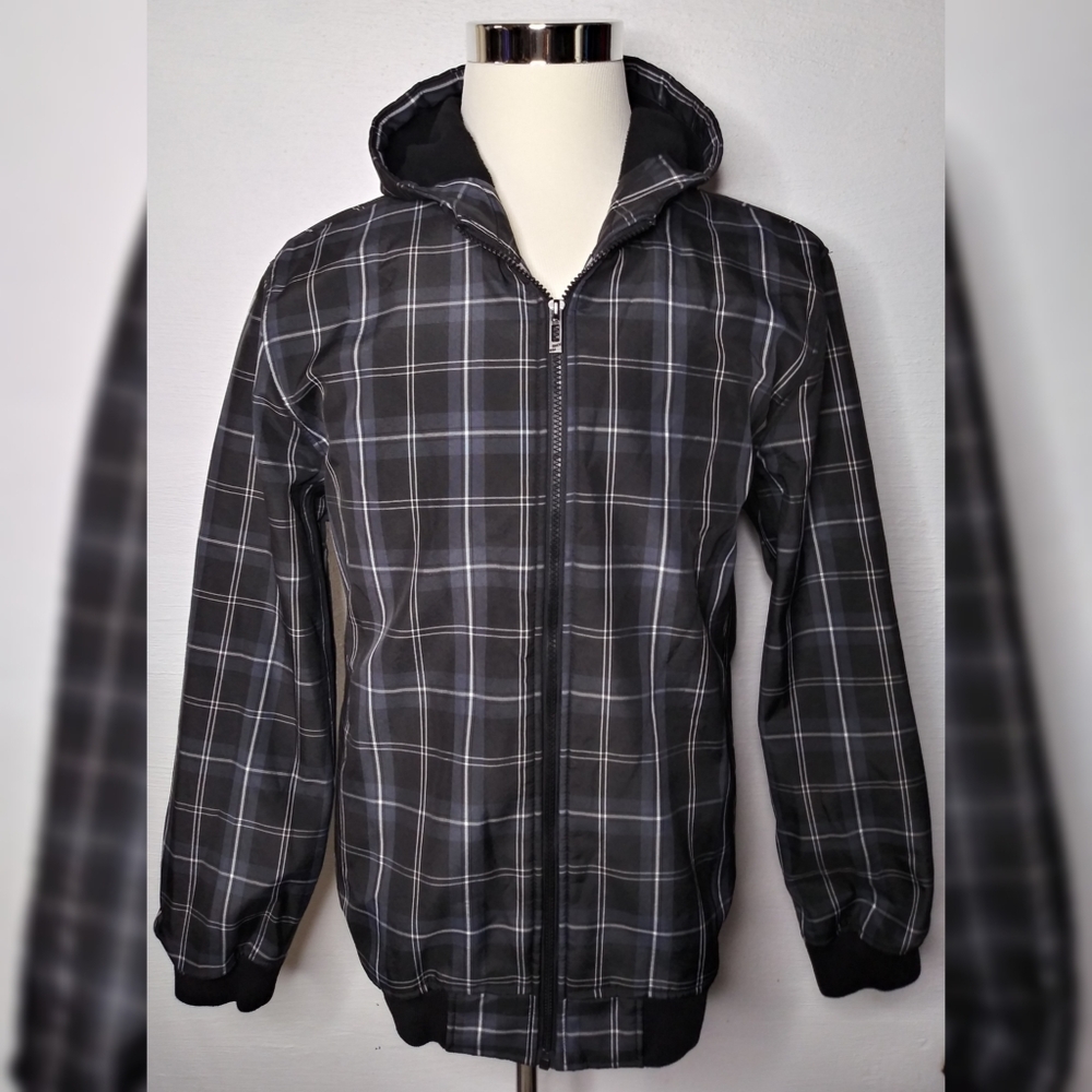 Men's Black Check SMOG Full Zip Jacket